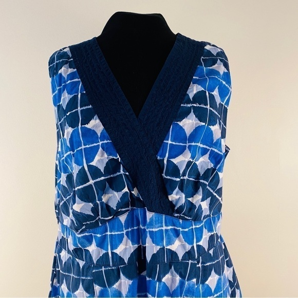 TOMMY Hilfiger dress sleeveless polka dot blue faux wrap V neck elastic waist - Picture 2 of 16